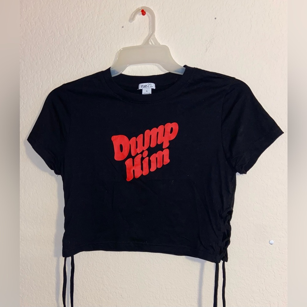 Rue21 Black Crop Top with Red Print